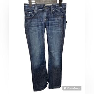 Taverniti So MANON Women Size 25 Blue Denim Low-Rise Bootcut Jean Distressed (U2